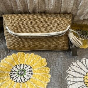 Danielle Nicole Summer Foldover Clutch with White Trim.